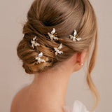 Painted lady butterfly pearl hairpins (gold) - Liberty in Love