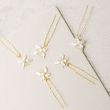 Painted lady butterfly pearl hairpins (gold) - Liberty in Love