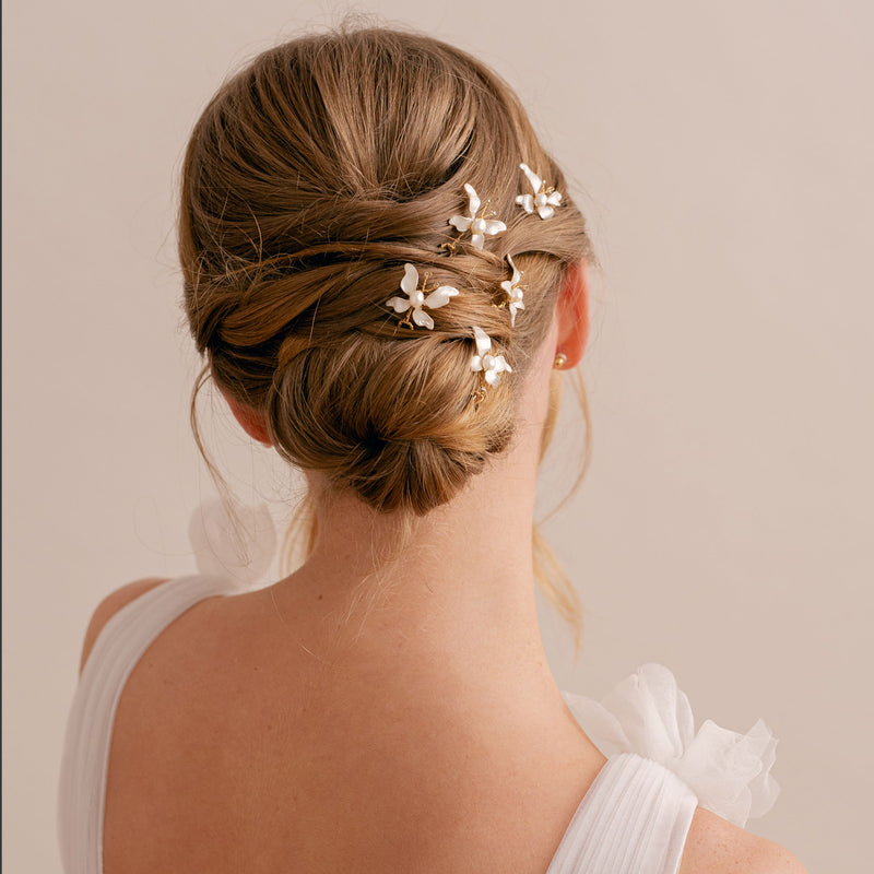 Painted lady butterfly pearl hairpins (gold) - Liberty in Love