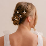 Painted lady butterfly pearl hairpins (gold) - Liberty in Love