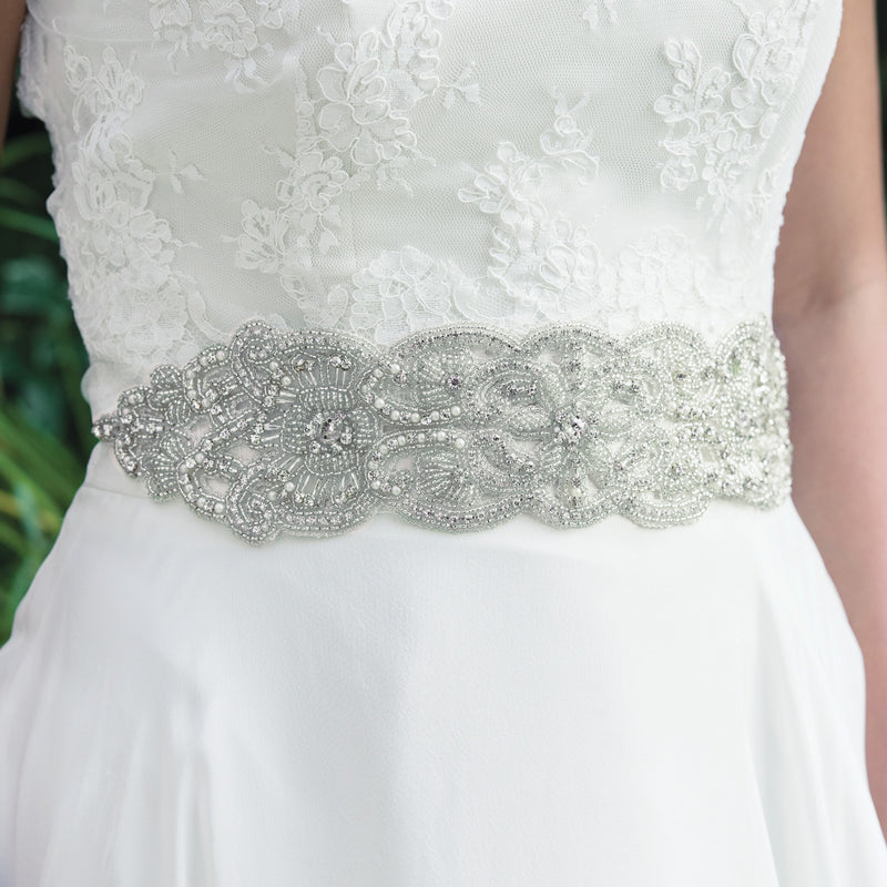 Pearl gatsby silver crystal embellished belt - Liberty in Love