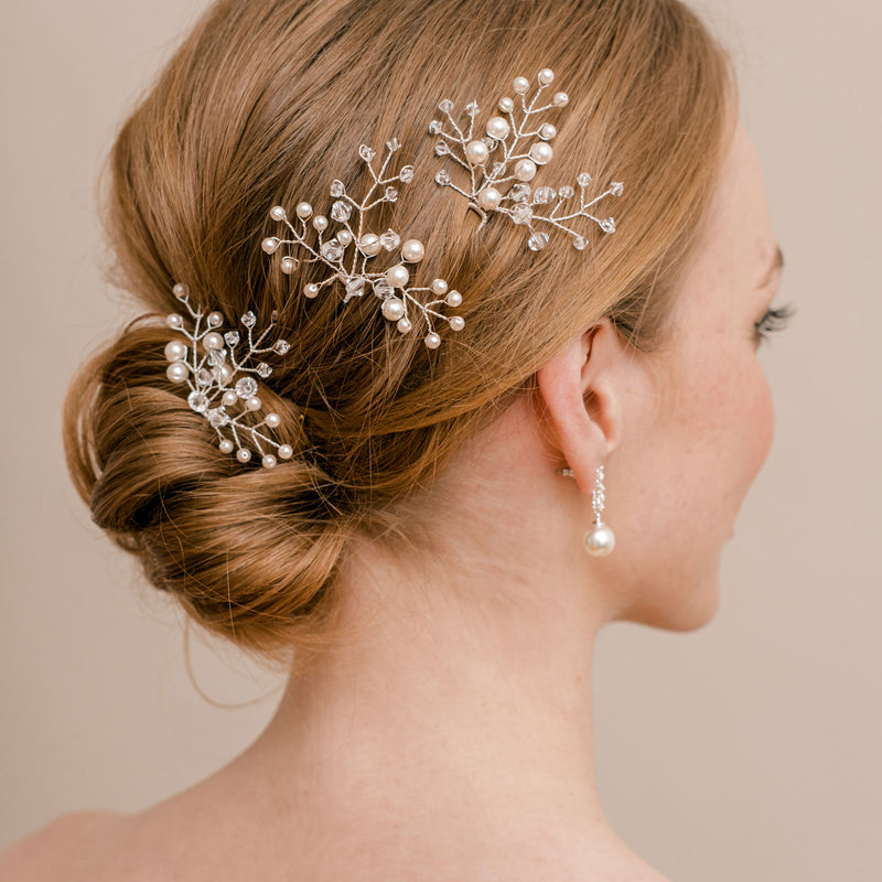 Pearl and crystal hair pins Arianna Bespoke Liberty in Love