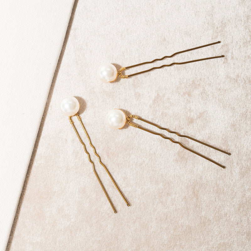 Pearl hair pins (gold) - Liberty in Love