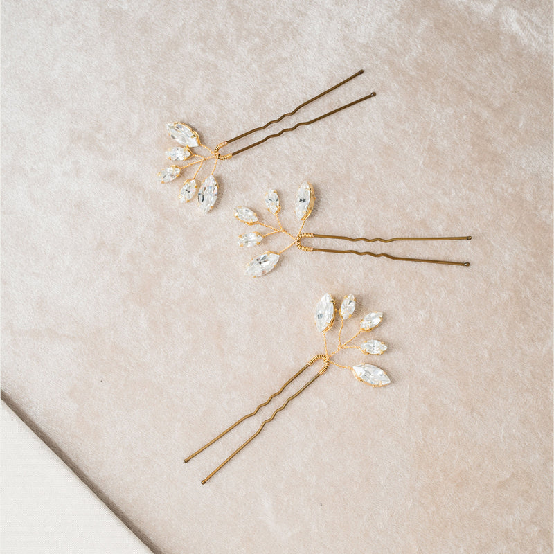 Penelope crystal hair pins (gold) - Liberty in Love