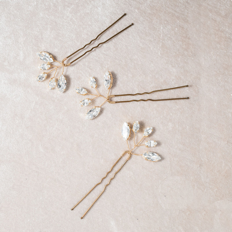 Penelope crystal hair pins (gold) - Liberty in Love
