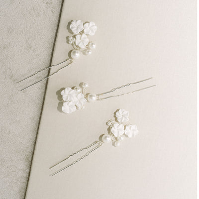 Porcelain flower hair pins - Liberty in Love