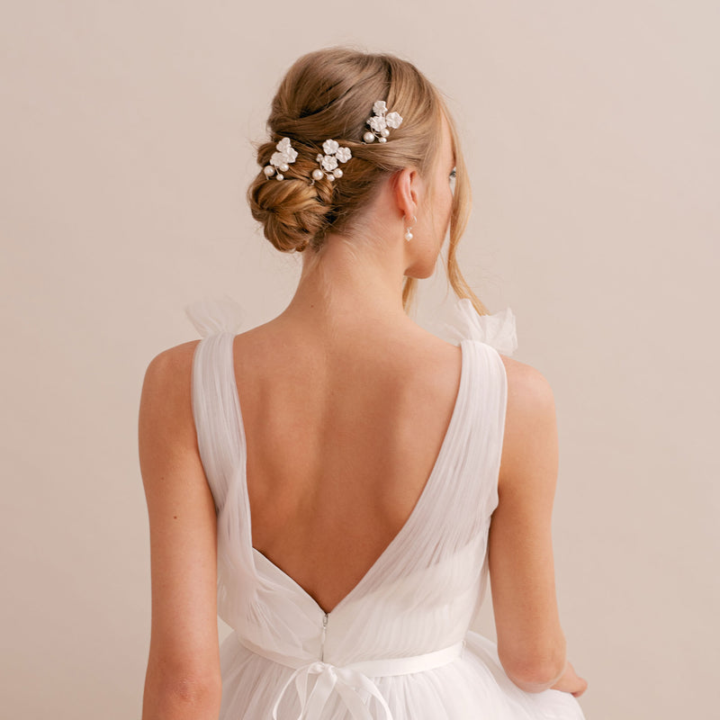 Porcelain flower hair pins - Liberty in Love