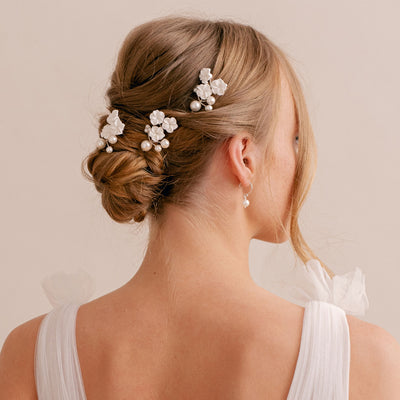 Porcelain flower hair pins - Liberty in Love