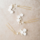 Porcelain flower hair pins (gold) - Liberty in Love