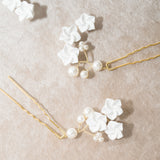 Porcelain flower hair pins (gold) - Liberty in Love