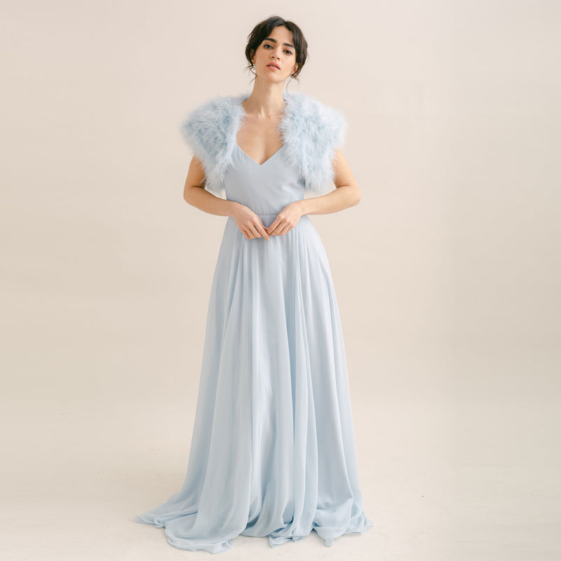 Powder blue feather bridal bolero - Liberty in Love