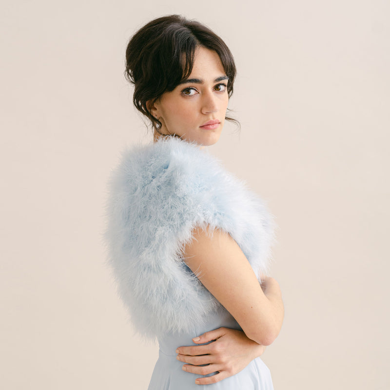 Powder blue feather bridal bolero - Liberty in Love