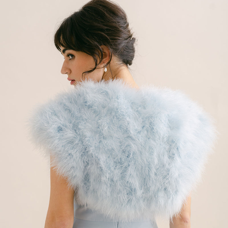 Powder blue feather bridal bolero - Liberty in Love