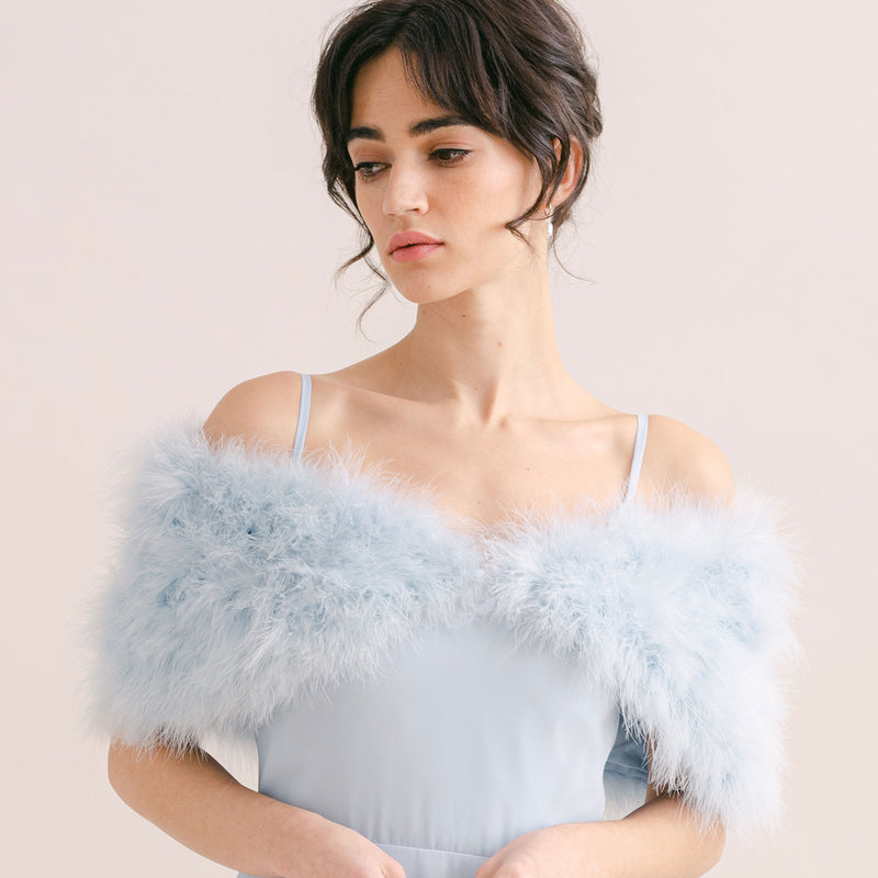Powder blue feather bridal stole - Liberty in Love
