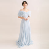Powder blue feather bridal stole - Liberty in Love