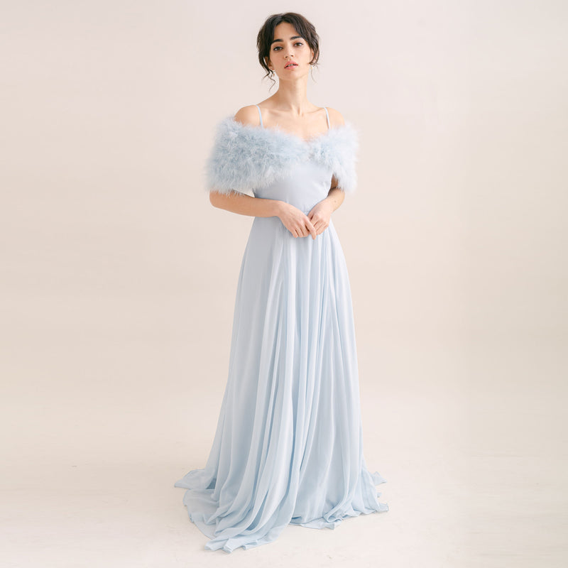 Powder blue feather bridal stole - Liberty in Love