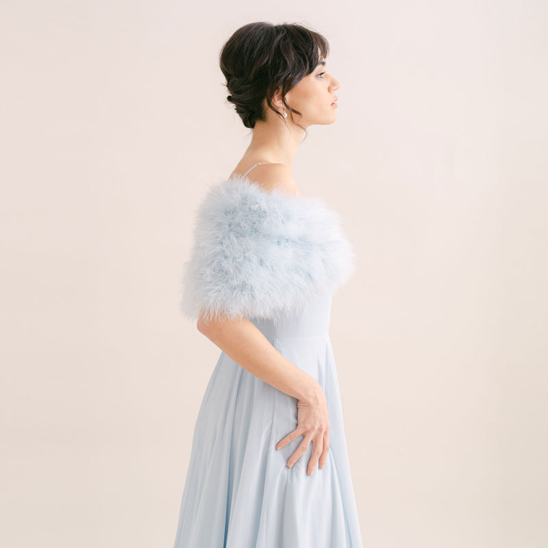 Powder blue feather bridal stole - Liberty in Love