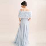 Powder blue feather bridal stole - Liberty in Love