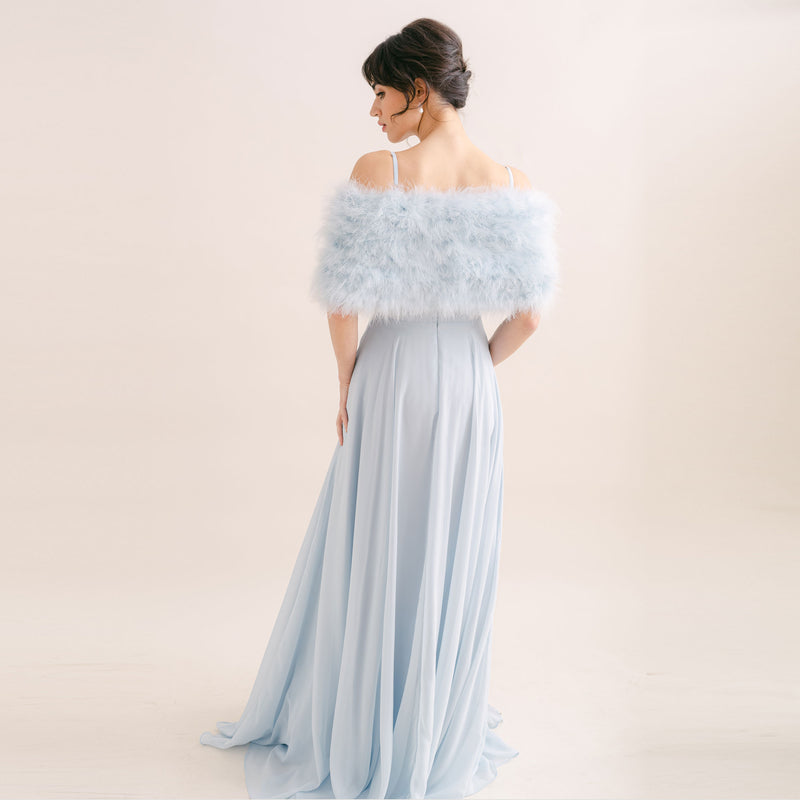 Powder blue feather bridal stole - Liberty in Love