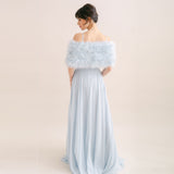 Powder blue feather bridal stole - Liberty in Love