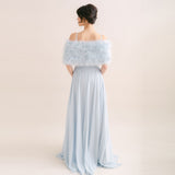 Powder blue feather bridal stole - Liberty in Love