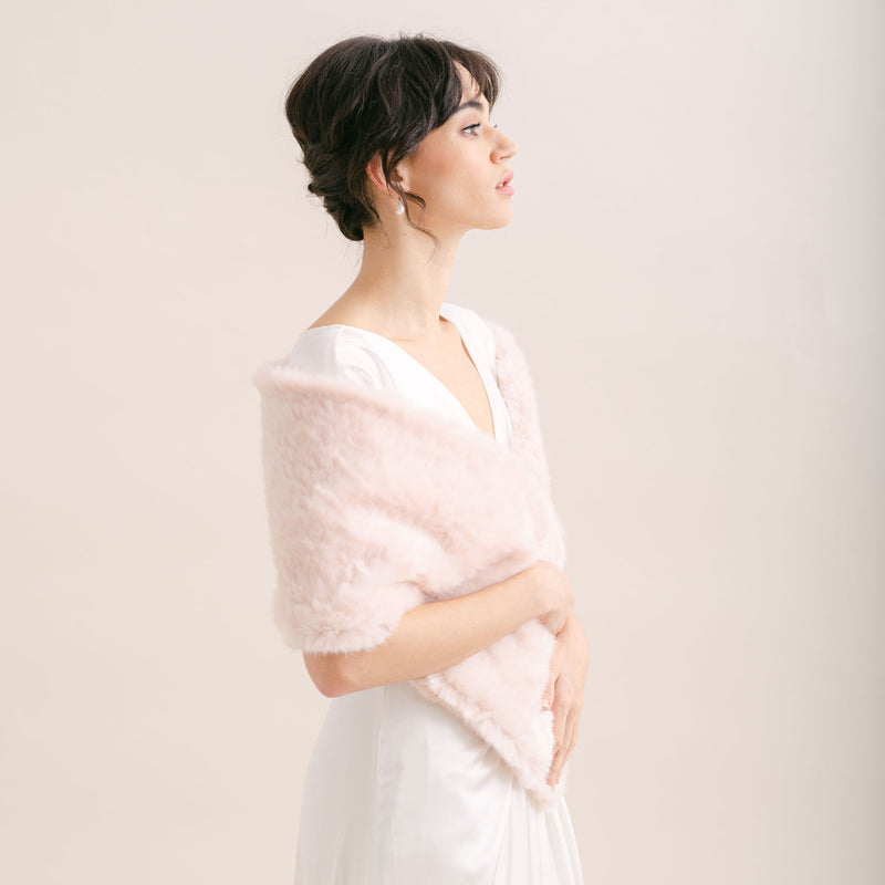 Raspberry faux fur short bridal wrap - Liberty in Love