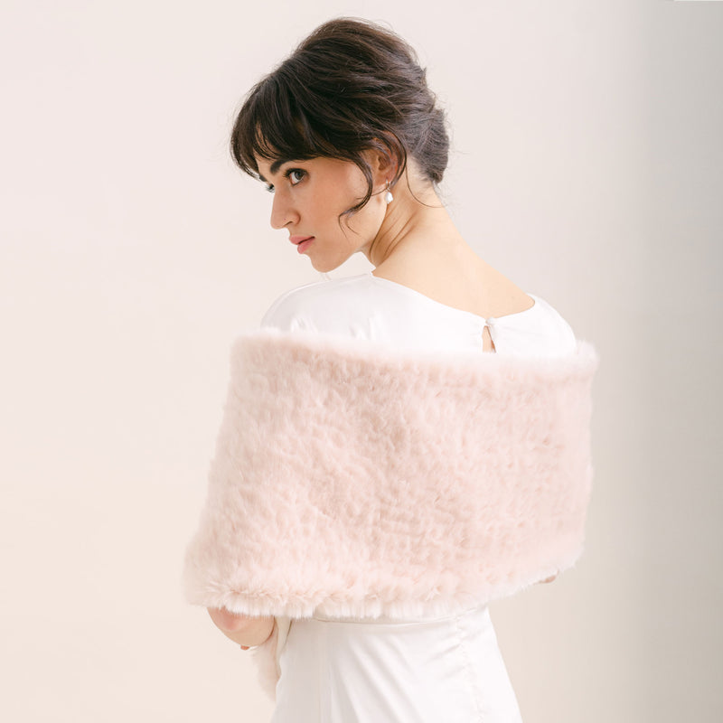Raspberry faux fur short bridal wrap - Liberty in Love