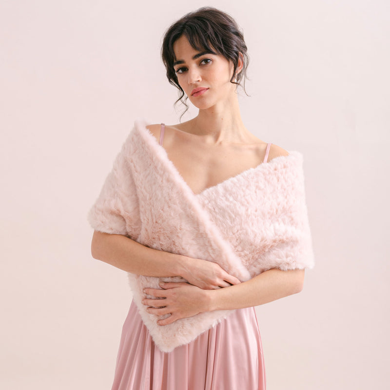 Raspberry faux fur short bridal wrap - Liberty in Love