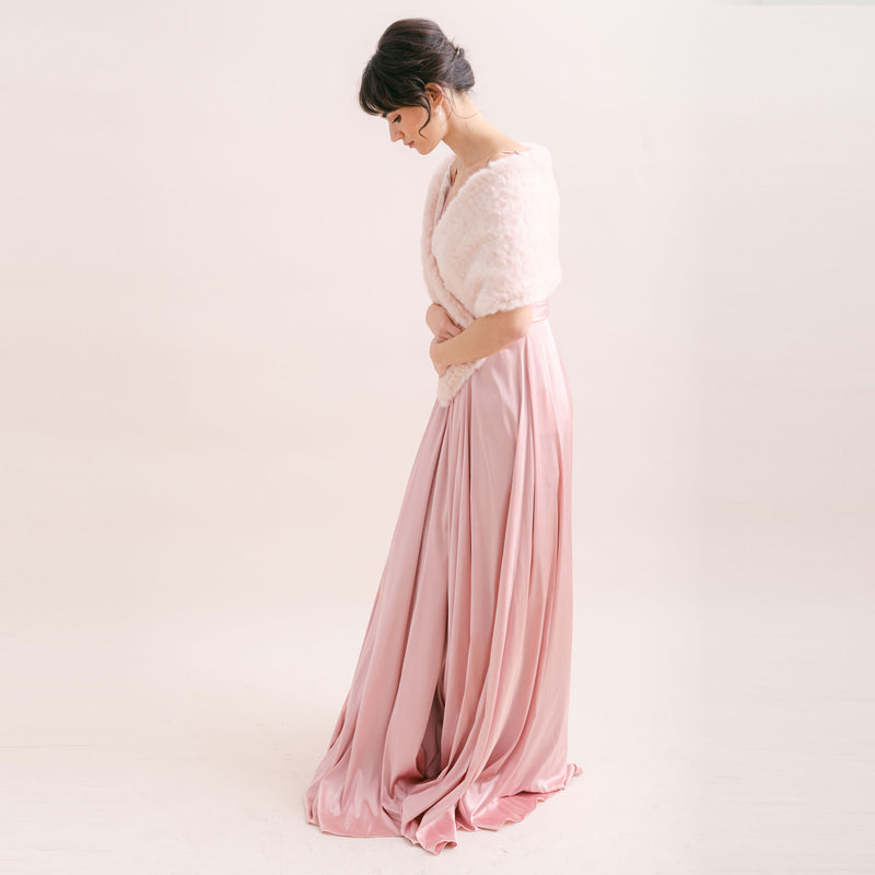 Raspberry faux fur short bridal wrap - Liberty in Love