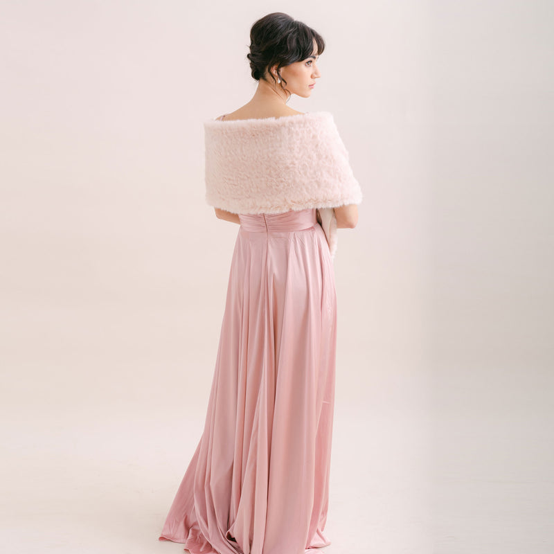 Raspberry faux fur short bridal wrap - Liberty in Love