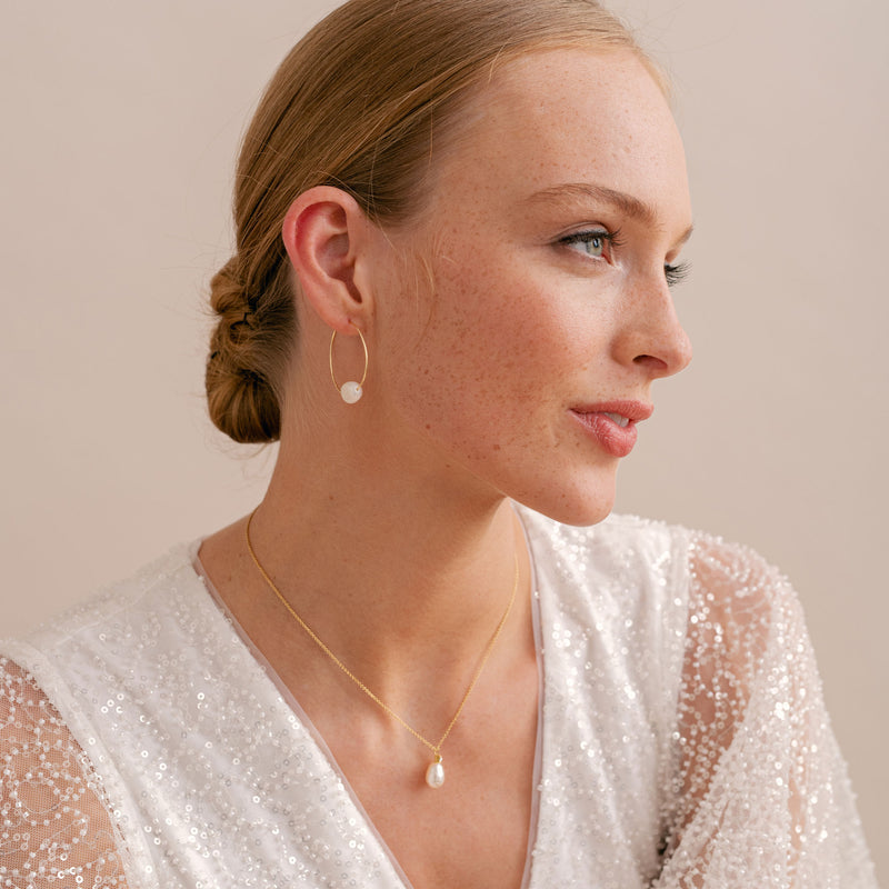 Simple pearl hoop earrings - Liberty in Love