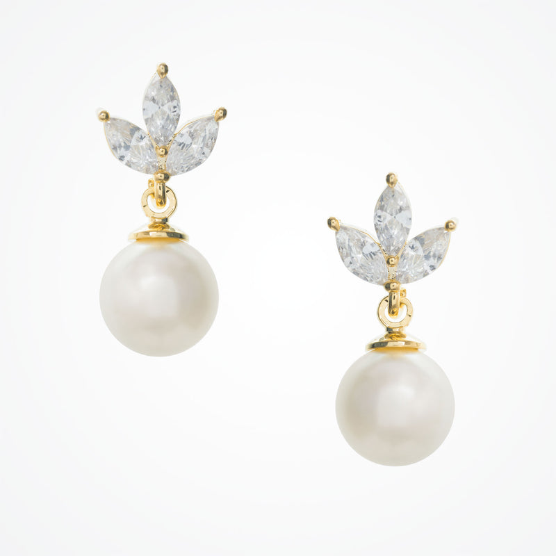Romy navette pearl drop earrings (gold) - Liberty in Love