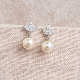 Romy navette pearl drop earrings (silver) - Liberty in Love