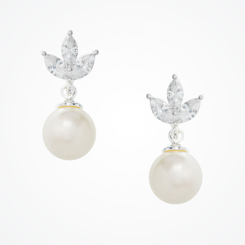 Romy navette pearl drop earrings (silver) - Liberty in Love