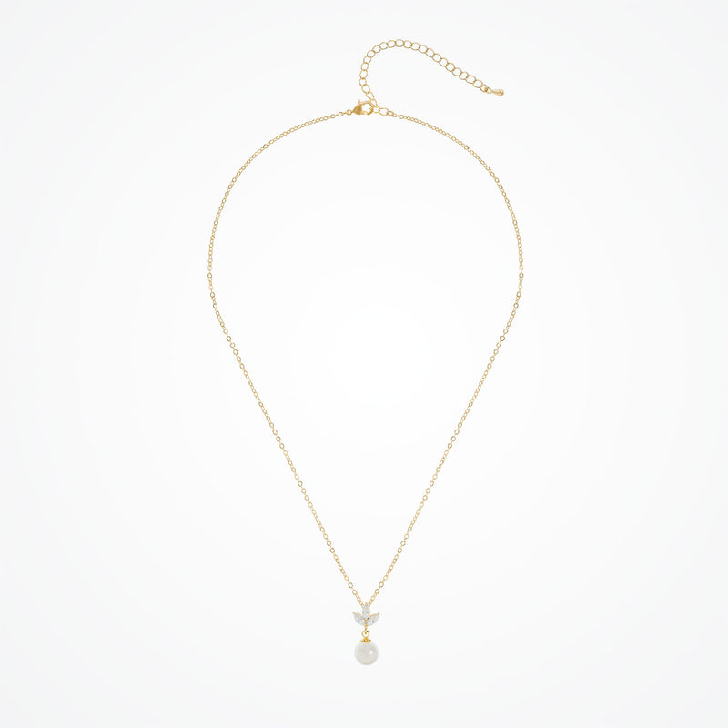 Romy navette pearl drop necklace (gold) - Liberty in Love