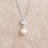Romy navette pearl drop necklace (silver) - Liberty in Love