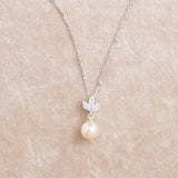 Romy navette pearl drop earrings and necklace set (silver) - Liberty in Love