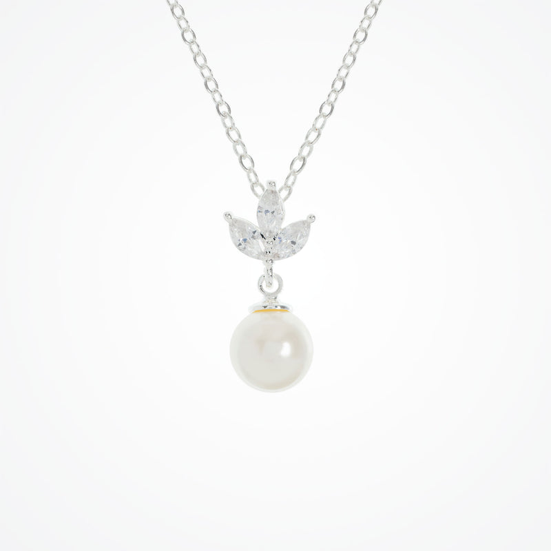 Romy navette pearl drop necklace (silver) - Liberty in Love