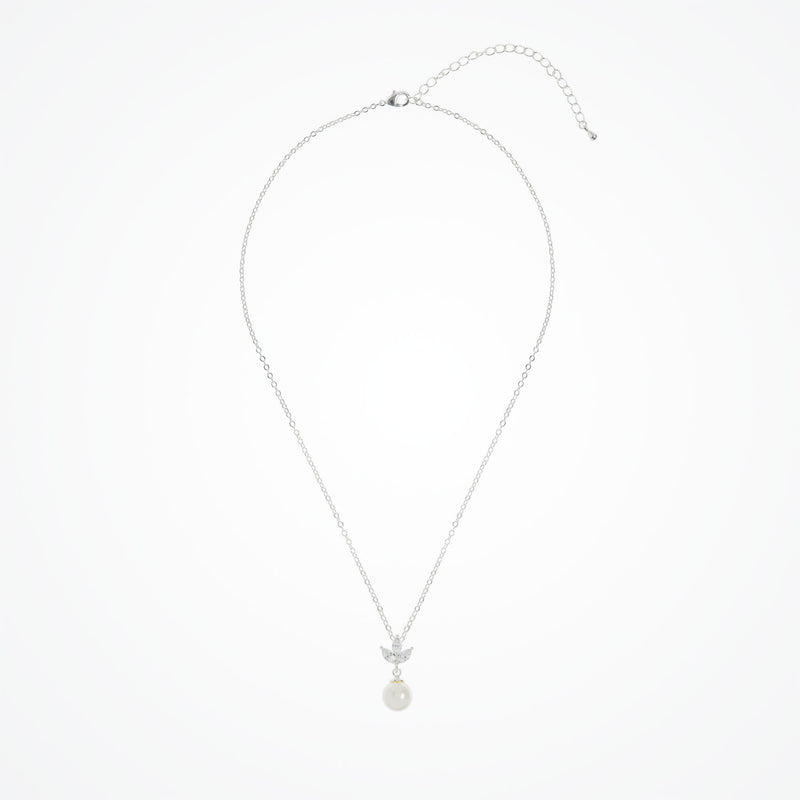 Romy navette pearl drop necklace (silver) - Liberty in Love