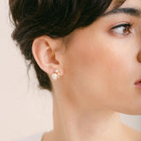 Rosy pearl and crystal stud earrings (gold) - Liberty in Love