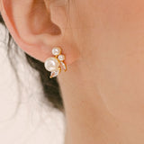 Rosy pearl and crystal stud earrings (gold) - Liberty in Love