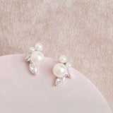 Rosy pearl and crystal stud earrings (silver) - Liberty in Love