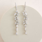 Sandringham statement crystal cluster drop earrings (silver) - Liberty in Love