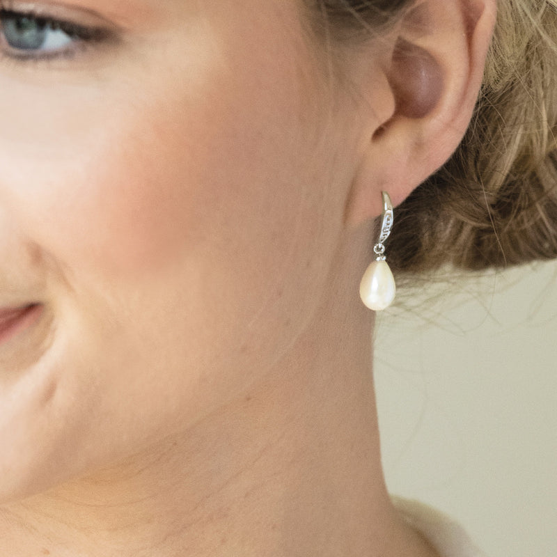 Salford pave crystal pearl drop earrings - Liberty in Love