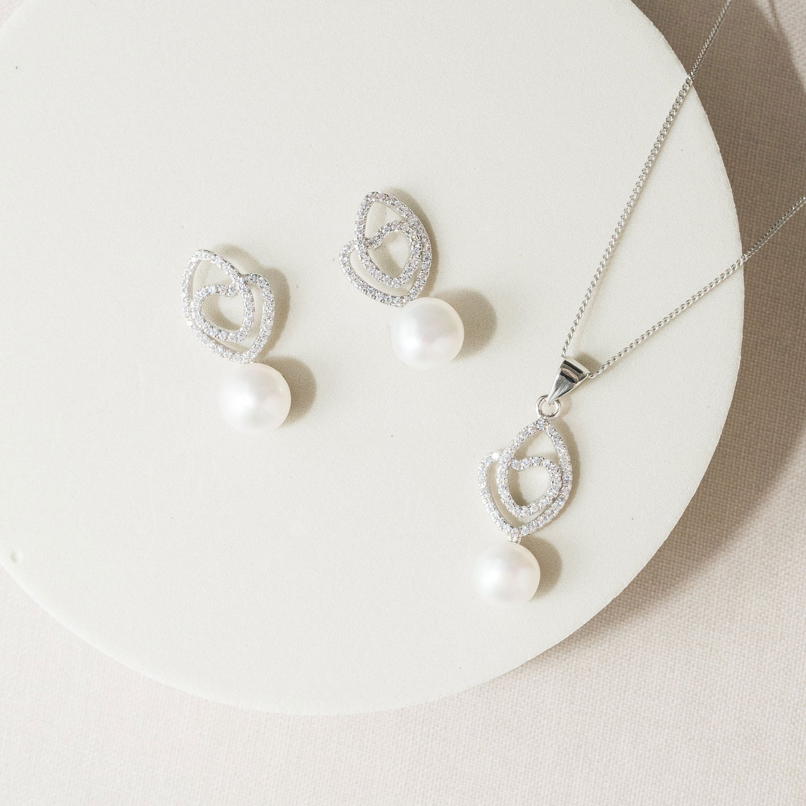 Bridal Crystal Pearl Necklace & Earrings Set - Statement Collar Jewelry For Wedding, Party