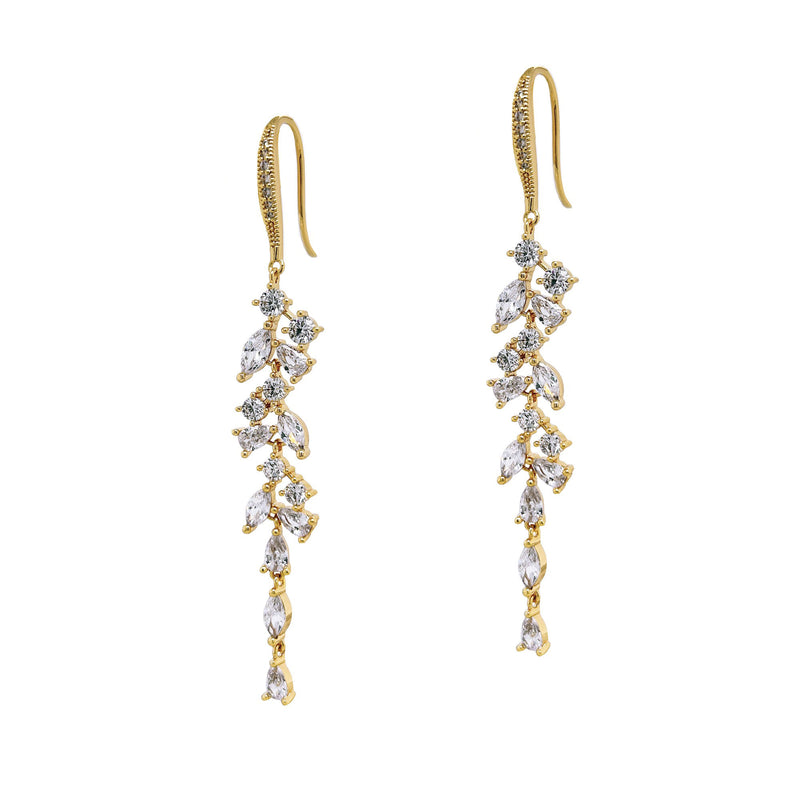 Sandringham statement crystal cluster drop earrings (gold) - Liberty in Love