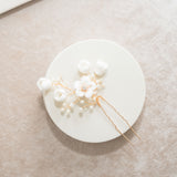 Serenity clay floral crystal and pearl hair pins - Liberty in Love