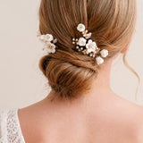 Serenity clay floral crystal and pearl hair pins - Liberty in Love