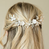Bloom crystal and pearl enamelled floral crescent clip (silver) - Liberty in Love