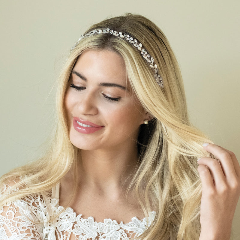 Bohemia crystal and pearl hair vine (silver) - Liberty in Love